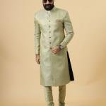 Stunning Lime Gold Banarasi Brocade Achkan for Men | Father-Son Combo | Grooms & Weddings | Jaipurio